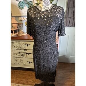 Robert Anthony 100% Pure Silk Vintage Sequined Dress Sz 14